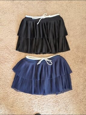 Aerie Offline Womens Medium Real Me Pleated Mesh Skort Black Blue Activewear